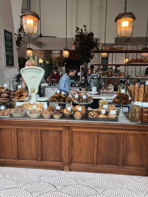 Tatte cafe and bakery and cafe in Bethesda MD Farmhouse Cafe Decor, Old School Bakery, Vintage Bakery Shop, Cafe Pastry Display, French Bakery Aesthetic Interior, European Bakery Interior, Cafe Bakery Design, Parisian Bakery Aesthetic, Bread Bakery Aesthetic