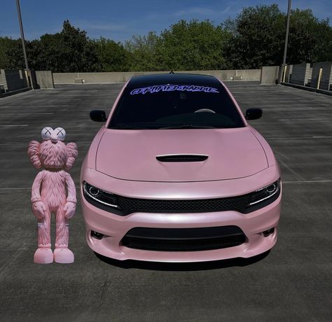 Pink Hell Cat Car, Pink Hellcat, Pink Charger, Pink Mustang, Hell Cat, Girly Tingz, Car Dream, 1968 Dodge Charger, Charger Srt Hellcat