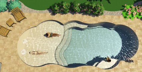 Thursday Pools, Paver Patio Ideas, Pool Water Slides, Beach Entry Pool, Living Pool, Fiberglass Pool, Pools Backyard Inground, Small Pool Design, Fiberglass Pools