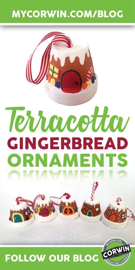 Terracotta Gingerbread House, Terra Cotta Gingerbread House, Clay Pot Gingerbread House, Gingerbread Diy Ornaments, Bread Ornaments, Terracotta Ornaments, Gingerbread House Ornaments, Gingerbread House Ornament, Ornaments Diy Kids