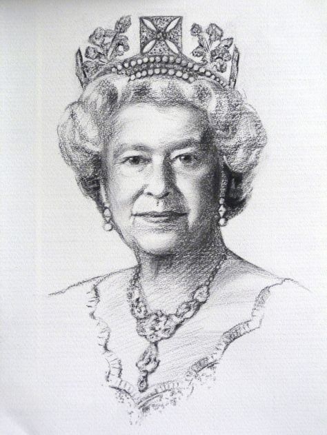 Queen Elizabeth ll Queen Elizabeth Portrait, Elizabeth Queen Of England, Queen Drawing, Rainha Elizabeth Ii, Hm The Queen, Elisabeth Ii, Celebrity Drawings, Royal Queen, Cartoon Sketches