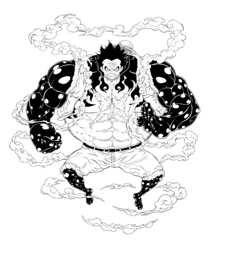 Monkey D Luffy Tattoo, Luffy Tattoo Ideas, One Piece Gear 4, Luffy Tattoo, Luffy Gear Fourth, Luffy Gear 4, Fruit Art Drawings, Ideas Sketch, Manga Tattoo