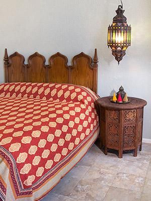 Moroccan Inspired Bedroom, Moroccan Bed, Luxury Bedspreads, Indian Room, Indian Pillows, India Inspired, Queen Bedspread, Moroccan Homes, Floral Filigree