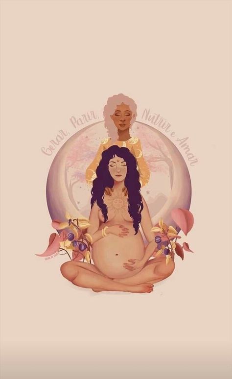 Doula Illustration, Black Doula Aesthetic, Doula Tattoo, Baby In Womb Art, Doula Aesthetic, Midwife Art, Doula Art, Doula Logo, Pregnancy Illustration