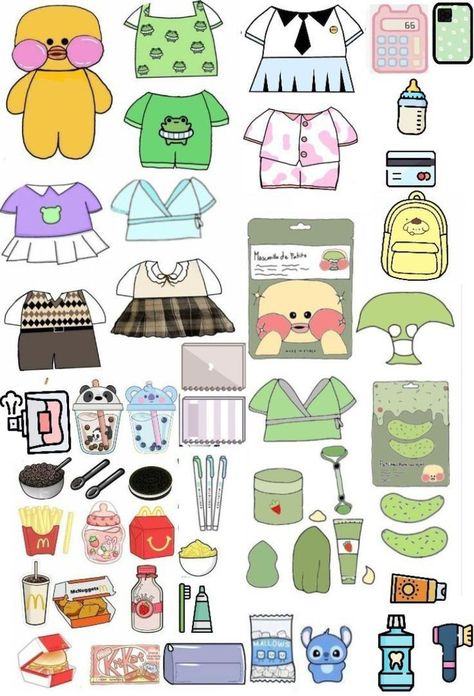 Paper Food Crafts, Paper Craft Templates Printable, Paper Doll Accessories, Duck Craft, Buku Diy, Paper Doll Animals, Papel Duck, Duck Crafts, Free Printable Paper Dolls