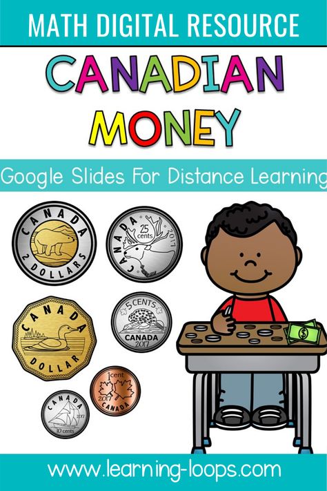 math digital resource for canadian money, remote learning lessons for math, counting coins money game, math digital resources, math digital resources to teach canadian money, how much money math digital activity Canadian Coins Kindergarten, Coins Kindergarten, Money Kindergarten, 2nd Grade Math Games, Game Math, Learning Money, Teaching Money, Canadian Money, Money Poster