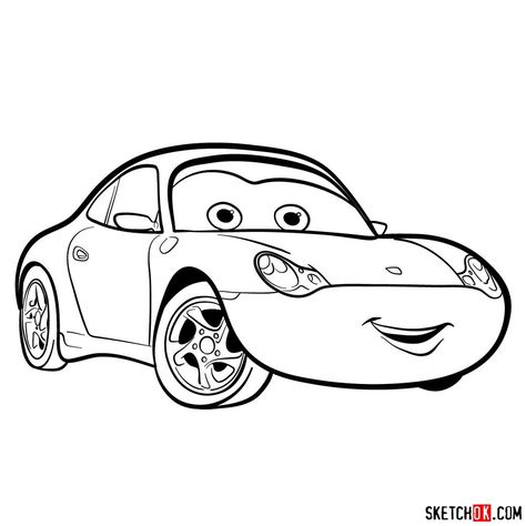 How to draw Sally Carrera Lightning Mcqueen And Sally Drawing, Mcqueen And Sally Drawing, Cars Movie Drawing, Sally From Cars, Sally Drawing, Lightning Mcqueen Drawing, Teen Titans Drawings, Cars Movie Characters, Sally Carrera