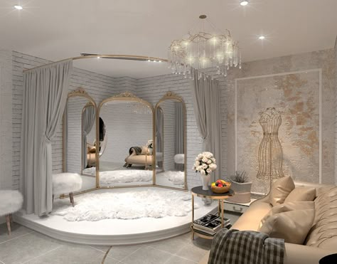 Luxury Boutique Interior, Bridal Shop Interior, Bridal Shop Decor, Vip Section, Bridal Boutique Interior, Fashion Store Design, Fashion Showroom, Bridal Room, Retail Store Interior Design