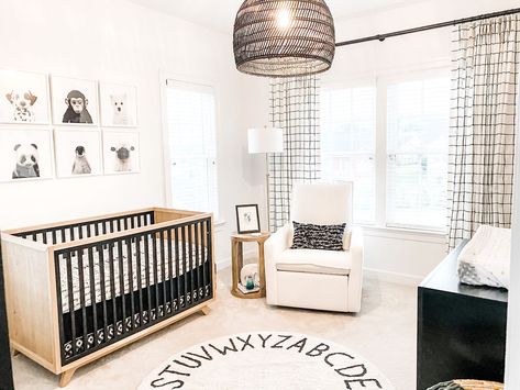 Gender Neutral Nursery Black And Neutral Nursery, Black And Beige Nursery, Lux Nursery, Black Crib Nursery, Organization Nursery, Nursery Details, Black Crib, Black White Nursery, Nursery Layout