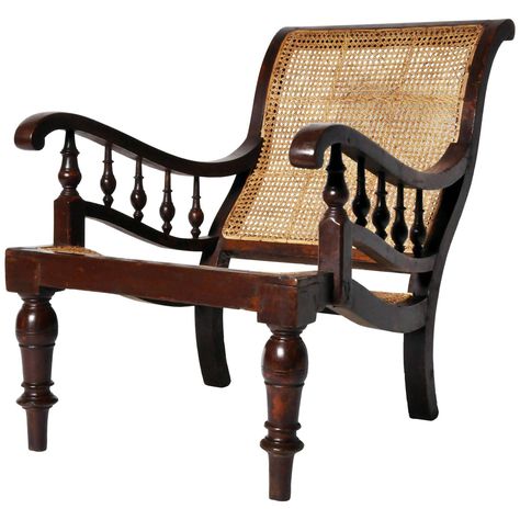 British Colonial Planter’s Chair | From a unique collection of antique and modern furniture at https://www.1stdibs.com/furniture/asian-art-furniture/furniture/ Planters Chair, Cane Sofas, British Colonial Furniture, Colonial Chair, British Colonial Decor, S Chair, Colonial Interior, White Furniture Living Room, Indian Living Rooms