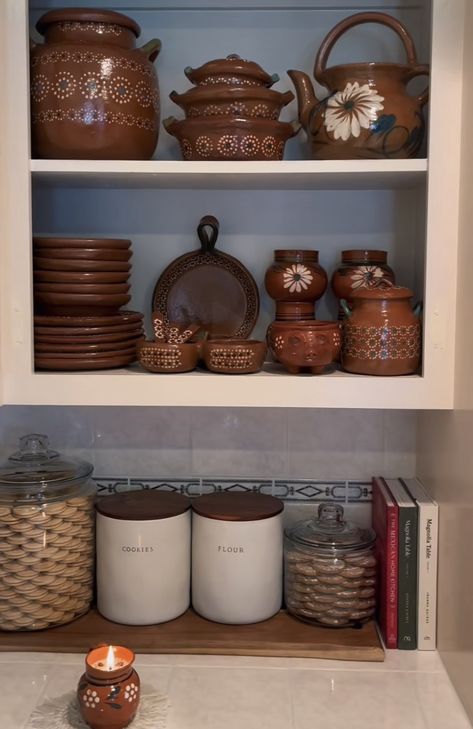 Kitchen Organization Ideas Aesthetic, Hacienda Inspired Kitchen, Hacienda Style Kitchen Decor, Organisation, Mexican Home Asethic, Mexican Boho Kitchen Decor, Traditional Mexican Kitchen Decor, Mexican Boho Decor Hacienda Style, Home Decor Ideas Mexican Style