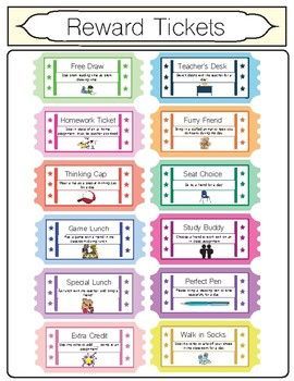 Behavior Incentive Tickets includes 13 rewards that cost the teacher nothing.I found it hard to keep stocking a prize box and found that my kids enjoy these rewards more anyway! Each reward ticket comes on a sheet of 10. I have also included a "write in" ticket if you think of any rewards that I didn't include that would work well in your classroom. I always make sure to explain the terms of each ticket (any fine print) at the beginning of the year so do the same to make your life easier. :) Rewards For Good Behavior At School, Reward Tickets For Classroom, Ticket Reward System For Kids, Prize Box Ideas Reward System, Classroom Rewards Ideas, Incentives For Students, Rewards For Kids, Behavior Sheet, Classroom Reward Coupons