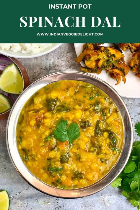 Pressure Cooker Spinach Dal / Dal Palak Recipe Beans Instant Pot Recipes, Instant Pot Spinach, Dal Palak Recipe, Beans Instant Pot, Palak Recipe, Lentil Recipes Easy, Spinach Dal, Veg Recipes Of India, Indian Rice Recipes