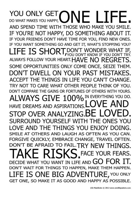 Amazon.com - LIFE MANIFESTO POSTER - The World Famous Original Motivational Quote Wall Art Picture Print - Size A2 (420 x 594mm) - Holstee Manifesto Manifesto Poster, This Is Your Life, Life Poster, Wall Art Picture, Quote Wall Art, Quote Wall, What Makes You Happy, Daily Inspiration Quotes, E Card