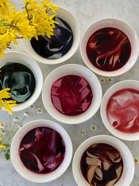 Hand dyed silk ribbons - LeCultivateur Diy Crafts To Do At Home, Dye Projects, Hand Dyed Silk Ribbon, Ways To Show Love, Wonderful Weekend, Dyed Silk, Diy Crafts To Do, Hand Dyed Silk, Silk Dyeing