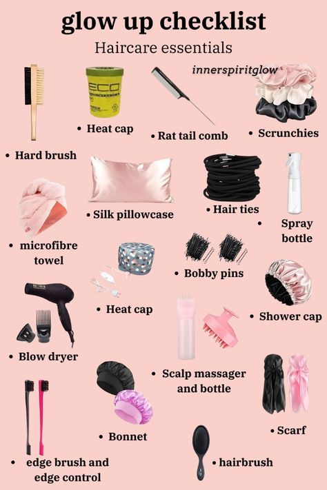 Beauty Supply List, Hair Care List, Natural Haircare Routine, Hair Care Routine For Straight Hair, Healthy Hair Habits, How To Have Nice Hair, Glow Up Tips Hair, Girl Essentials Aesthetic, Baddie Checklist