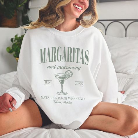 Margaritas And Matrimony, Bachelorette Shirts Beach, Club Bachelorette, Luxury Bachelorette, Mexico Bachelorette, Trendy Sweatshirts, Retro Cocktail, Bachelorette Themes, Beach Bachelorette