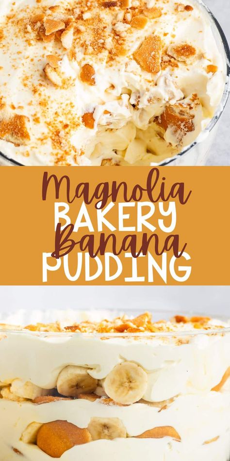 This is my FAVORITE Banana Pudding Recipe - it's Magnolia Bakery banana pudding - starts with a mix and is so good and easy too! Grandma Banana Pudding, Magnolias Bakery Banana Pudding, Magnolia Bread Pudding, Banana Pudding Whipped, Bananapudding Southern Banana Pudding, Magnolia Farms Banana Pudding, Copycat Magnolia Bakery Banana Pudding, Chocolate Chip Banana Pudding, Chick Fil A Banana Pudding