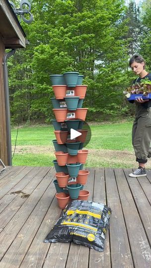 9.1M views · 148K reactions | A stackable #container #garden all from the dollar store! Easy #diy ! #reels #gardening #salad #strawberries | Leon & LaCongo | Leon & LaCongo · Original audio Stackable Planters, Backyard Seating Area, Backyard Seating, Plant Hacks, Container Garden, Food Garden, Outdoor Deck, Growing Indoors, Deck Decorating