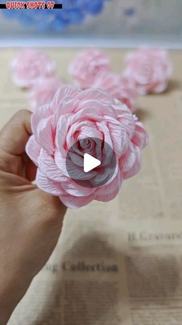 How To Make A Rose Out Of Crepe Paper, Roses Made From Crepe Paper, Crepe Paper Flower Bouquet Diy, Crepe Rose Tutorial, Crepe Paper Roses Tutorial Streamer Flowers, Toilet Paper Flowers, Crepe Paper Rose, Holding A Bouquet Of Flowers, Quick Christmas Gifts