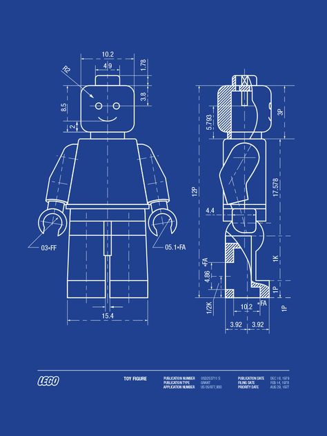 Lego patent vector on Behance Character Blueprint, Lego Patent, Lego Blueprint, Lego Bedroom, Books Illustration, الفن الرقمي, Blueprint Art, Holiday Club, Technical Illustration