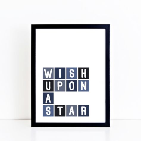 Kids Room Poster | Wish Upon A Star | Baby Room Print | Nursery Decor | Childrens Room | Typography Print Children Wall Art, Baby Room Prints, Kids Room Poster, Kids Room Wall Decor, Star Nursery, Kids Wall Decor, Typographic Print, Wish Upon A Star, Art Quote