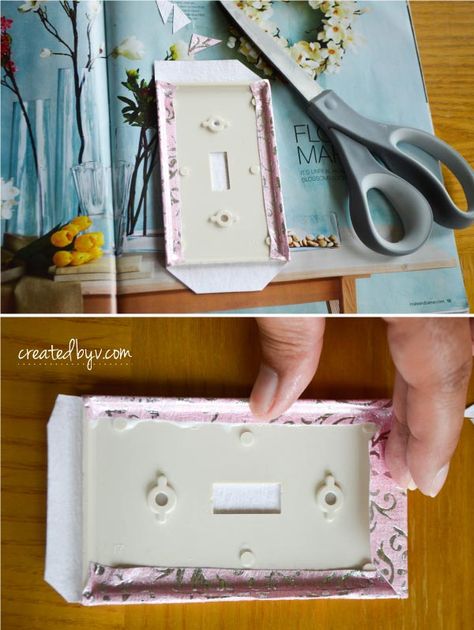 diy decorative switch plates outlet covers, crafts, decoupage Diy Outlet Covers, Craft Room Lighting, Board Decoration Ideas, Light Switch Covers Diy, Bathroom Lighting Diy, Tile Mirror, Decorative Switch Plate, Switch Board, Mother Daughter Projects