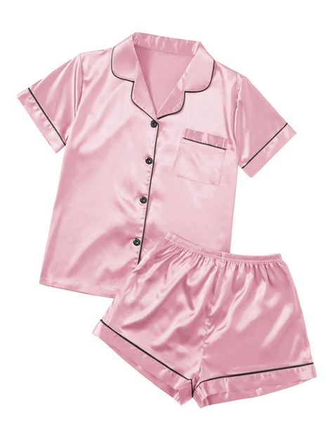 PRICES MAY VARY. Material:Satin pajama set is made of Premium 96%Polyester+4%Spandex satin fabric.Ultra Soft Silk Ekouaer Sleepwear Features:Two Piece Pajama Set featuring classic sleepwear style.Short sleeve sleepwear top and pajama shorts set.High quality material and this sleep set with superior stitching and perfectly-lined hems. Breathable and Comfy sleepwear set Pajama Top:Short sleeve sleepwear with notch collar,button front pajamas shirt and one chest pocket design.Lightweight and Skin-f Silk Pijamas, Shorts Pjs, Pijama Satin, Pajamas Shirt, Comfy Sleepwear, Best Pjs, Silk Loungewear, Designer Pajamas, Pijamas Women