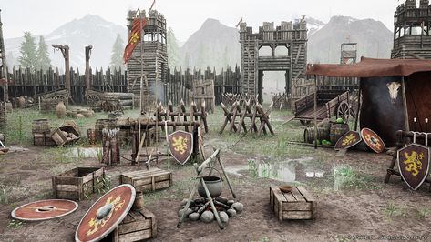 Lannister Aesthetic, Wooden Fort, Viking Camp, I See Fire, Wooden Castle, Sims Medieval, Medieval Ages, Medieval Fortress, 3d Landscape