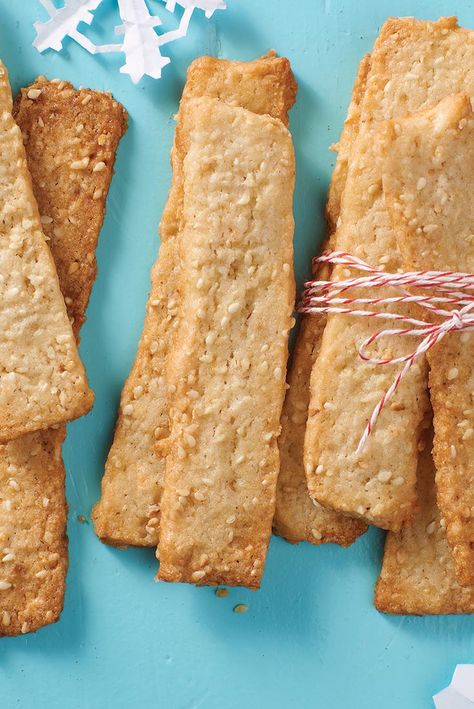 Sesame Sticks Recipe Sesame Sticks Recipe, Cracker Sticks, Savory Biscuits, Savory Cookies, Sesame Recipes, Sesame Sticks, Seed Recipes, Millet Flour, Main Entrees