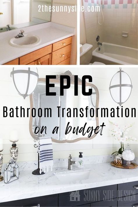 Transform your builder grade bathroom into a chic oasis with our DIY Bathroom Remodel on a Budget! Dive into our guide for inexpensive yet stylish tips to infuse black and white elements, vintage charm, and modern flair. Discover how to create a moody ambiance without breaking the bank. See ideas for bathroom decor and bathroom ideas on a budget. Upgrade your space affordably and make your dream bathroom a reality! Builder Grade Bathroom, Cheap Bathroom Makeover, Cheap Remodel, Cheap Bathroom Remodel, Bathroom Remodel On A Budget, Stylish Tips, Budget Bathroom Remodel, Bathroom Ideas On A Budget, Ideas For Bathroom