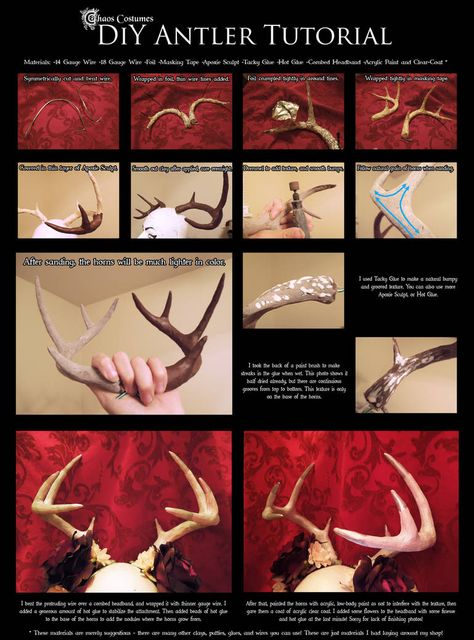 Diy Antler, Diy Antlers, Costume Tutorial, Makijaż Smokey Eye, Cosplay Tutorial, Costume Diy, Cosplay Diy, Cosplay Tips, Halloween Inspo