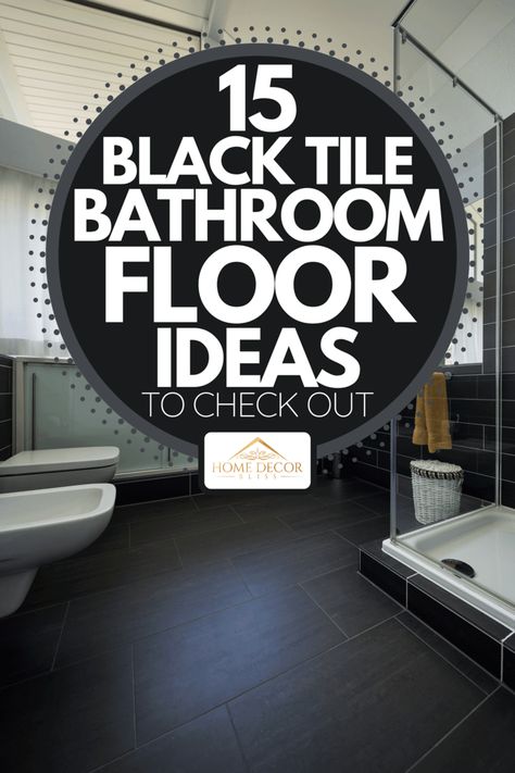 Modern Bathroom: Black Tile Floor Design Inspiration Black Floor White Tile Bathroom, Bathroom Black And White Ideas, Bathroom Black Tile Floor, Black And White Bathroom Tile Ideas, Black Tile Floors, Bathroom Black Tile, Modern Bathroom Black, Black Tile Floor, Black Bathroom Floor Tiles