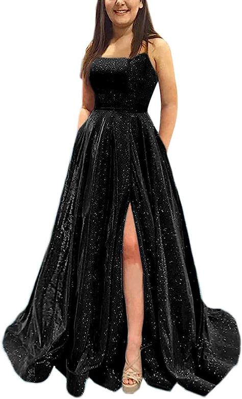 Prom Dresses Long A Line, Formal Ball Gowns, Gown With Pockets, Gothic Gowns, Glitter Party Dress, Satin Prom Dresses, Sparkly Prom Dress, Formal Ball Gown, Prom Dresses With Pockets