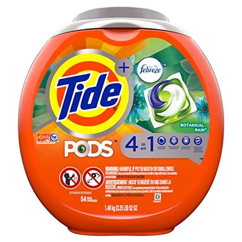 Tide PODS 4 in 1, Plus Febreze, Laundry Detergent Liquid Pacs, Botanical Rain, 54 Count - Packaging May Vary: Amazon.ca: Health & Personal Care Clean Laundry Detergent, Tide Laundry, Tide Detergent, Soap Packing, Tide Pods, Laundry Pods, Selfie Art, Liquid Laundry Detergent, Laundry Liquid