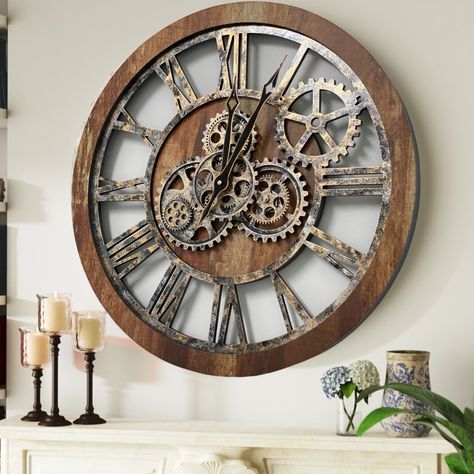 Wall Clock Large for Living room and any room, with Unique Mesmerizing Real Moving Gears!! today is last day of our 70% OFF...check it out https://www.thegearsclock.com Gear Wall, Wall Clock Vintage, Gear Wall Clock, Steampunk Wall, Gear Clock, Clock Vintage, Vintage Wall Clock, Unique Wall Clocks, Wood Wall Clock