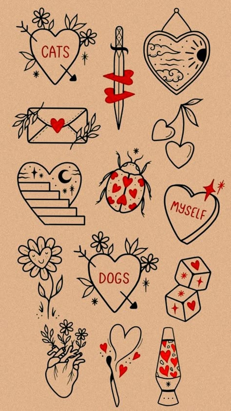 Stained Glass Heart Tattoo, Self Love Traditional Tattoo, Heart Glasses Tattoo, Heart Flash Tattoo, Cutesy Tattoos, Doodle Tattoos, Teacher Tattoos, Collage Illustrations, Puzzle Piece Tattoo