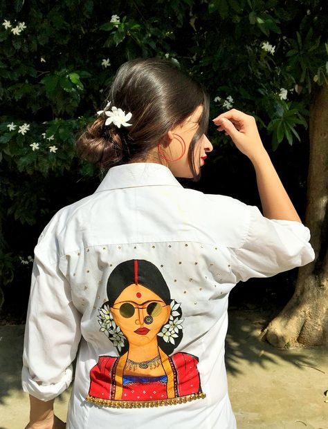 Fabric Colour Painting, Fabric Paint Shirt, Saree Painting Designs, Fabric Paint Diy, Painted Clothes Diy, Hand Work Design, Saree Painting, Fabric Painting Techniques, Fabric Painting On Clothes