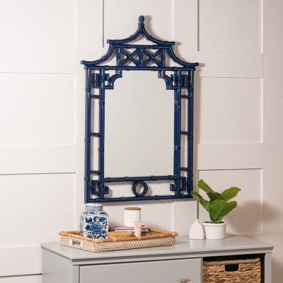 Blue And Green Decor, British Colonial Home, Spanish Mission Style, Chinoiserie Mirror, House Mirror, Bamboo Home, Coastal Condo, Forest Beach, Dressing Table With Mirror