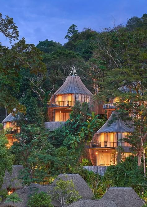 I don't know about you but I can really use a holistic retreat right about now. One of Thailand's most picturesque halcyon resorts, nestled in the lush forests of Phuket, looks like the perfect place for some peaceful rest and oms. Keemala's seven tree houses, each equipped with their own private Keemala Phuket, Diy Tree House, Forest Resort, Hacienda Homes, Treehouse Hotel, Tree House Diy, Tree House Designs, Ao Nang, Resort Design