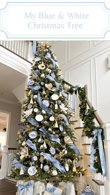 Blue And White Willow Christmas Tree, Blue And White Ornaments Christmas Tree, Powder Blue Christmas Tree, Christmas Decor Blue And White, Blue Toile Christmas Tree, French Blue Christmas Decor, Christmas Decor Ideas Blue And White, Light Blue And White Christmas Tree, Blue Gold Silver Christmas Tree