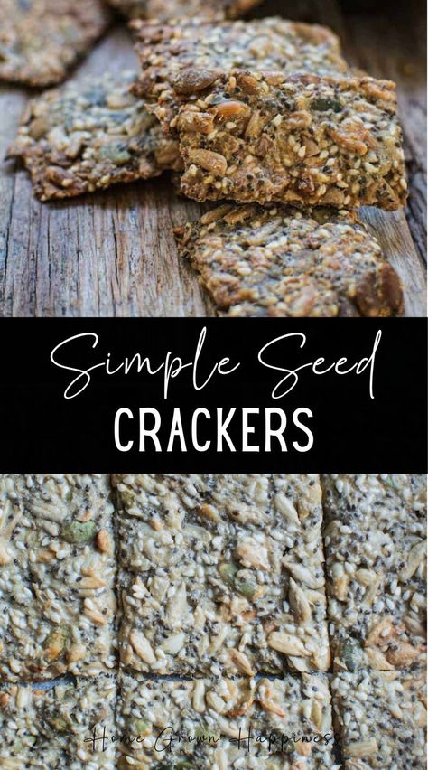 These simple seed crackers are so good and easy to make and you can use whatever seeds you’ve got in the pantry! The basic ingredients in these crispy, flavour-packed crackers are A) seeds of your choice B) flour C) oil D) salt. Seed Crackers Recipe, Seed Crackers, Healthy Crackers, Silicone Baking Sheet, Homemade Crackers, Rustic Bread, Dinner Meal Prep, Vegan Banana Bread, Vegan Banana