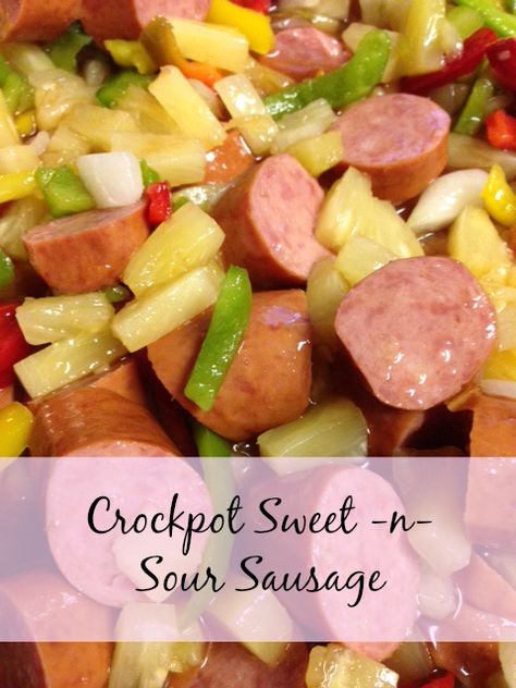 Crockpot Sweet-n-Sour Sausage Crockpot Meal, Crock Pot Food, Slow Cooker Freezer Meals, Crock Pot Freezer, Healthy Freezer Meals, Sausage Recipe, Crockpot Dishes, Freezer Meal, Freezer Cooking