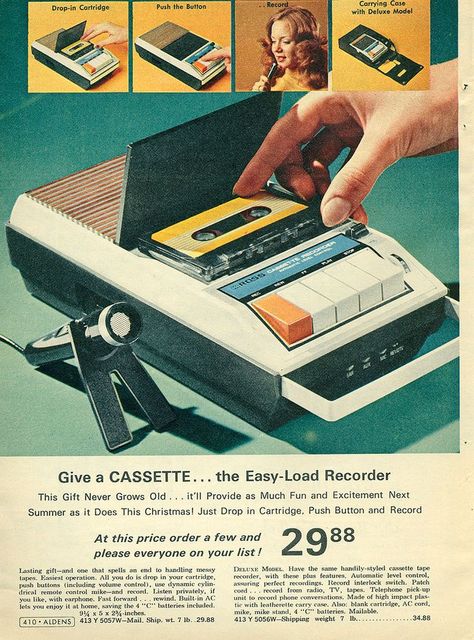 Do you remember waiting by the radio with your cassette recorder, ready to record your favorite song?  (Pictured:  1972 cassette recorder ad) Cassette Audio, Rare Historical Photos, 80s Nostalgia, Tape Recorder, Audio Cassette, Vintage Memory, Old Ads, The Good Old Days, Cassette Tapes