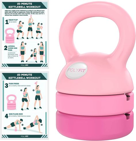 Amazon.com : Adjustable Kettlebell - 5 lbs, 8 lbs, 12 lbs Kettlebell Weights Set for Home Gym - Pink : Sports & Outdoors Adjustable Kettlebell, Home Gym Essentials, 15 Minute Workout, Ankle Weights, Home Exercise Routines, Gym Essentials, Weight Set, Exercise Routine, Home Gym Equipment