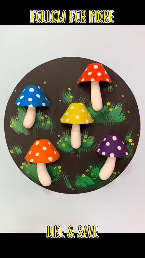 Mushroom 3d, Mushroom Crafts, Egg Carton Crafts, Cute Mushroom, 3d Craft, Hand Crafts For Kids, Home Diy Ideas, Diy Crafts For Kids Easy, Budget Home