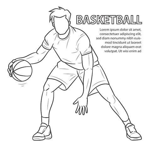 Basketball Players Drawing, Basketball Drawing Ideas, Basketball Drawings Easy, Basketball Poses Drawing, Basketball Drawings Sketches, Playing Basketball Drawing, Bounce Drawing, Basketball Player Drawing, Sports Sketch