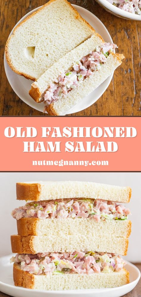 Want the perfect leftover ham recipe? Try this ham salad! Just add your ham to a food processor, mix it with veggies and mayonnaise, and devour! You'll love this old-fashioned recipe! Ham And Egg Salad Recipe, Classic Ham Salad, Leftover Ham Recipes Sandwiches, Easy Ham Dinner Recipes, Homemade Ham Salad, Easy Ham Dinner, Old Fashioned Ham Salad Recipe, Ham Salad Sandwiches, Ham Recipes Leftover