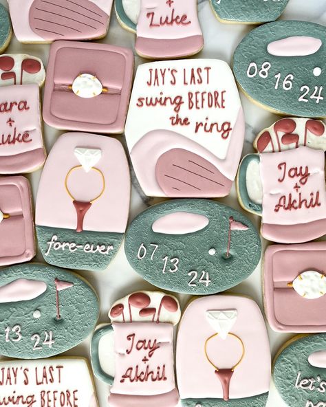 Golf Bachelorette Ideas, Bachelor Party Cookies, Last Swing Before The Ring, Golf Cookies, Bachelorette Cookies, Bachelorette Bag, Bachelorette Theme, Par Tee, Bachelorette Bachelor Party