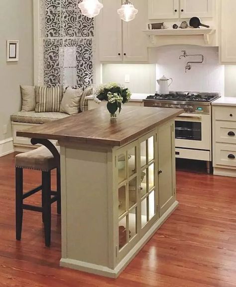 23 Fantastic DIY Kitchen Island Ideas That Are Practical and Space Saving | Decor Home Ideas Kitchen Islands Ideas With Seating, Narrow Kitchen Island, Small Kitchen Island Ideas, Kitchen Island Storage, Kitchen Island On Wheels, Building A Kitchen, Butcher Blocks, Kitchen Design Diy, Small Kitchen Island